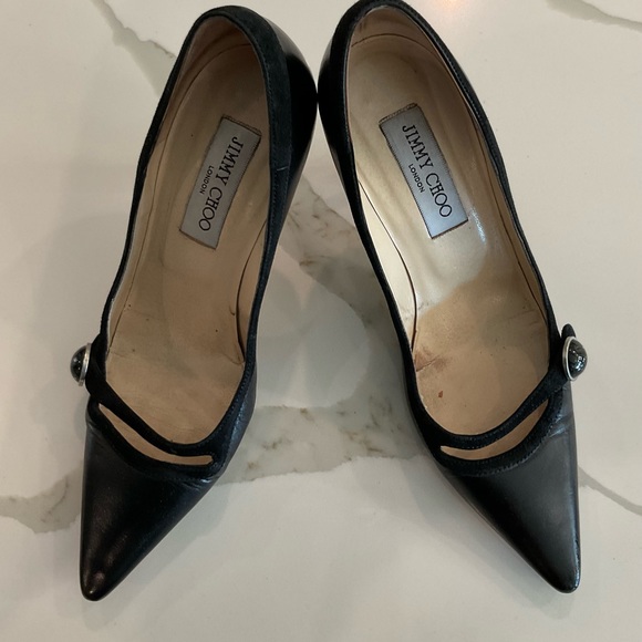 Jimmy Choo- Heidi- Leather/ Suede/ Button Detail- Women’s Pumps - Picture 4 of 7